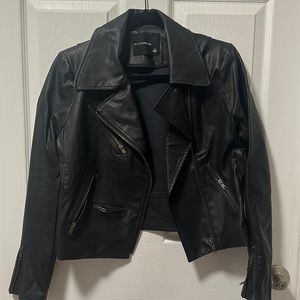 Faux leather motorcycle jacket